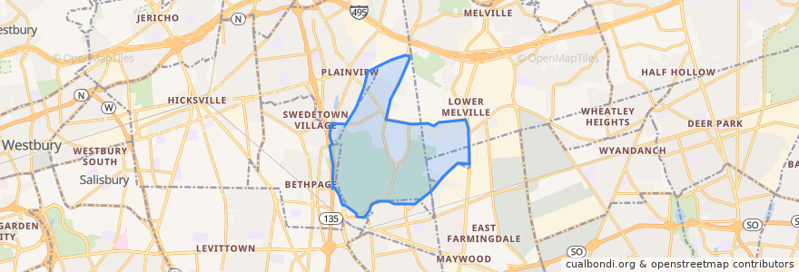 Mapa de ubicacion de Old Bethpage.