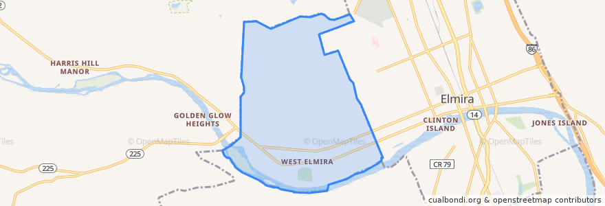 Mapa de ubicacion de West Elmira.