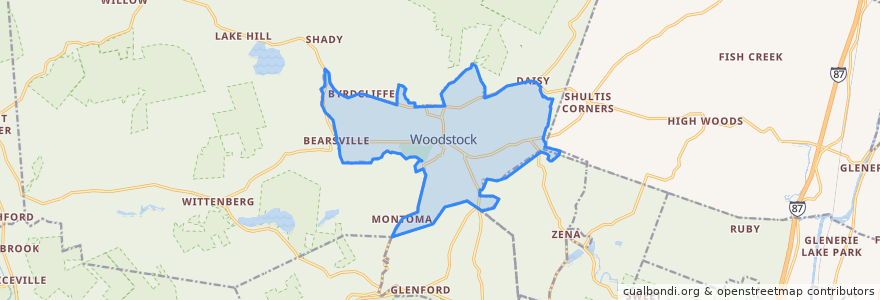 Mapa de ubicacion de Woodstock.