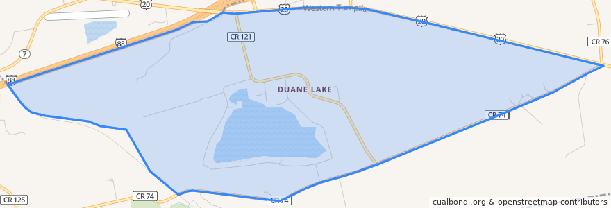 Mapa de ubicacion de Duane Lake.