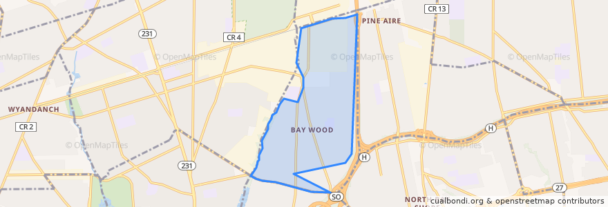 Mapa de ubicacion de Baywood.