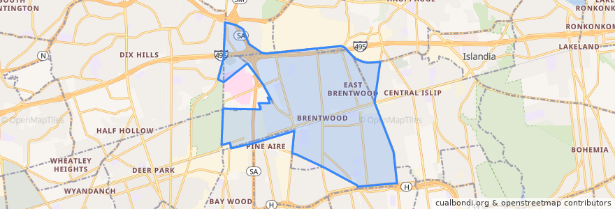 Mapa de ubicacion de Brentwood.