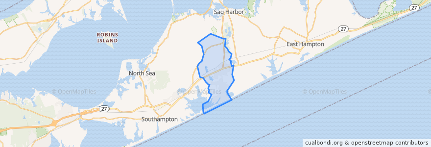 Mapa de ubicacion de Bridgehampton.