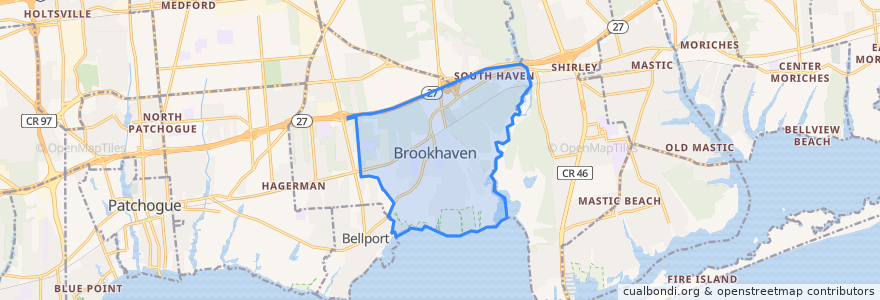 Mapa de ubicacion de Brookhaven.