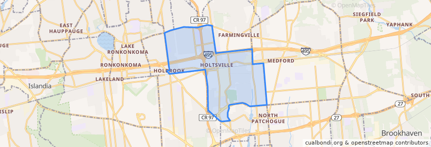 Mapa de ubicacion de Holtsville.