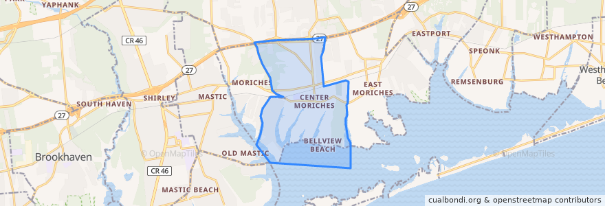 Mapa de ubicacion de Center Moriches.