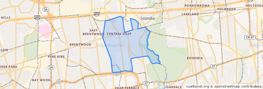 Mapa de ubicacion de Central Islip.