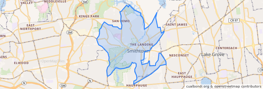 Mapa de ubicacion de Smithtown.