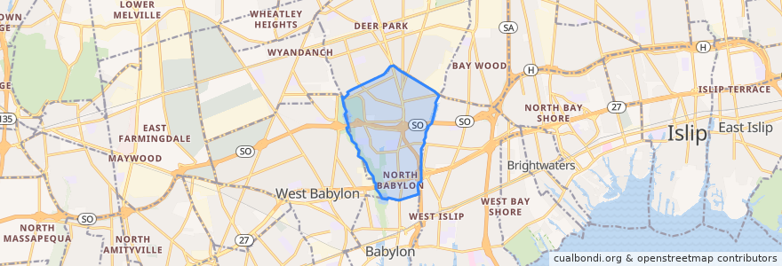 Mapa de ubicacion de North Babylon.