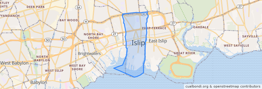 Mapa de ubicacion de Islip.