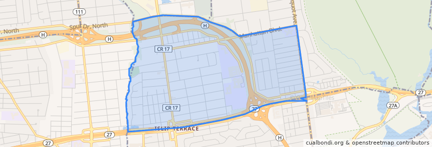 Mapa de ubicacion de Islip Terrace.