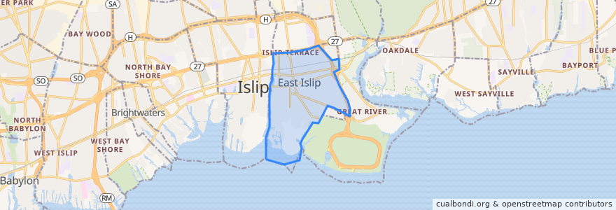 Mapa de ubicacion de East Islip.