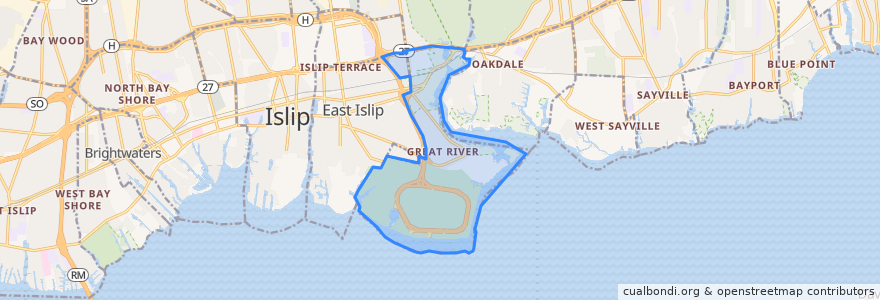Mapa de ubicacion de Great River.