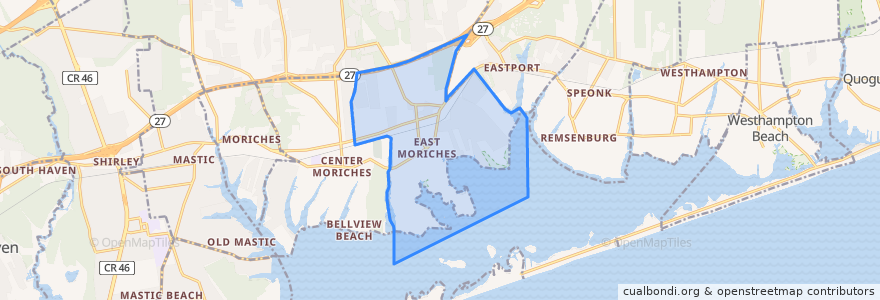 Mapa de ubicacion de East Moriches.