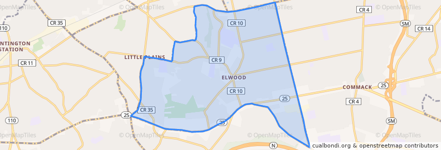 Mapa de ubicacion de Elwood.