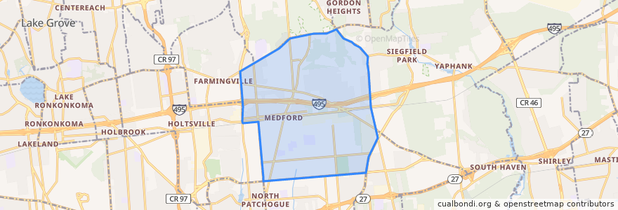 Mapa de ubicacion de Medford.