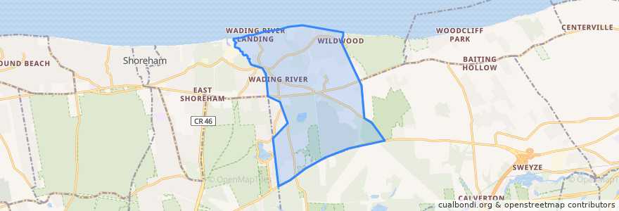 Mapa de ubicacion de Wading River.