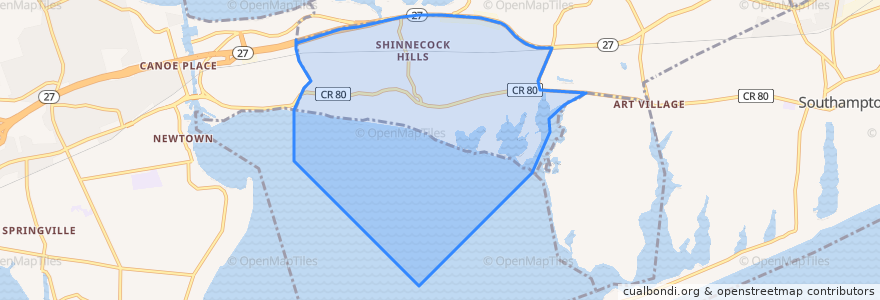Mapa de ubicacion de Shinnecock Hills.