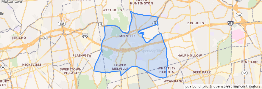 Mapa de ubicacion de Melville.