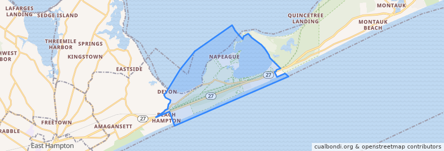Mapa de ubicacion de Napeague.