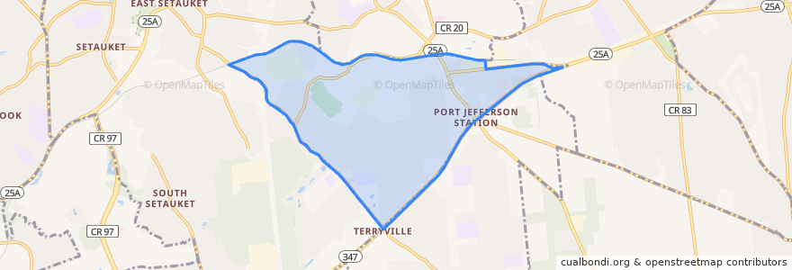 Mapa de ubicacion de Port Jefferson Station.