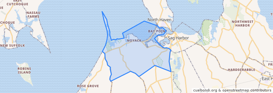 Mapa de ubicacion de Noyack.