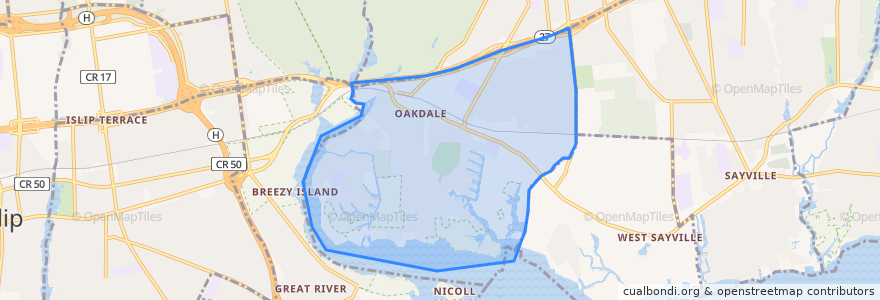 Mapa de ubicacion de Oakdale.