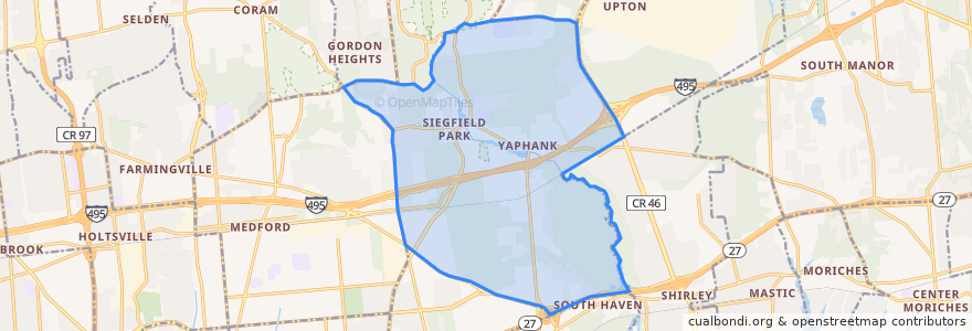 Mapa de ubicacion de Yaphank.