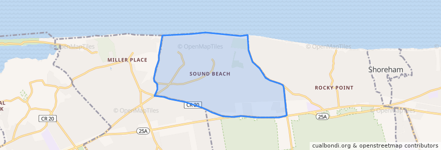 Mapa de ubicacion de Sound Beach.