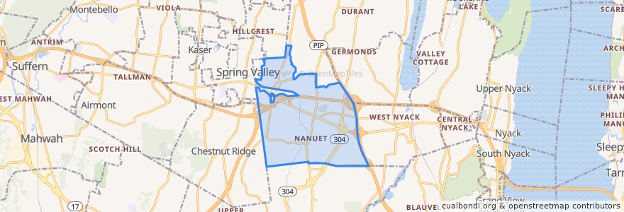 Mapa de ubicacion de Nanuet.