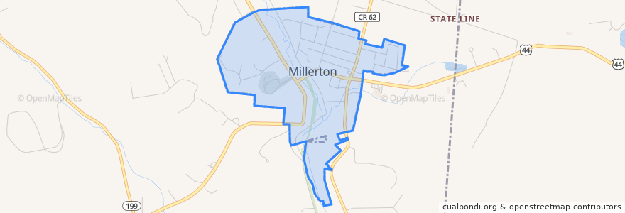 Mapa de ubicacion de Millerton.