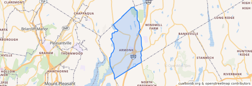 Mapa de ubicacion de Armonk.