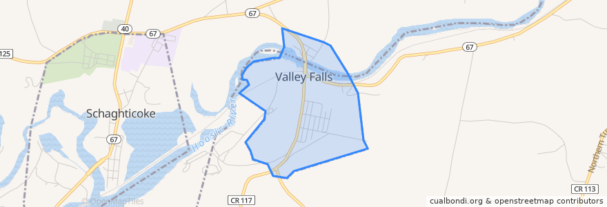 Mapa de ubicacion de Valley Falls.