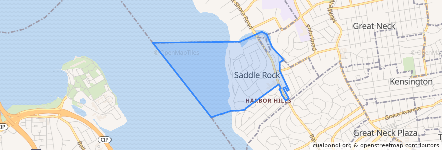 Mapa de ubicacion de Saddle Rock.