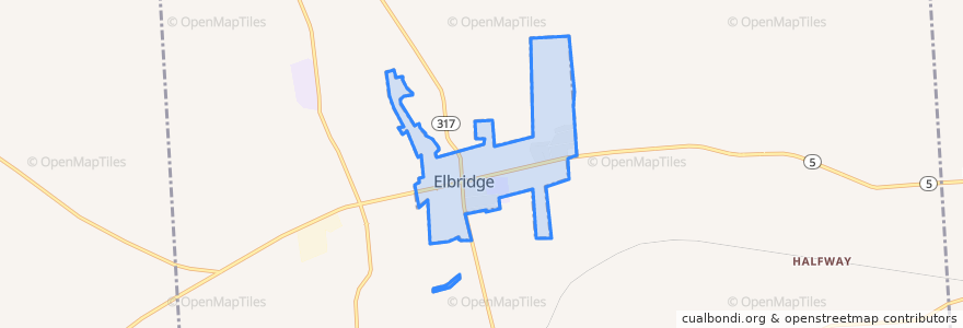 Mapa de ubicacion de Elbridge.