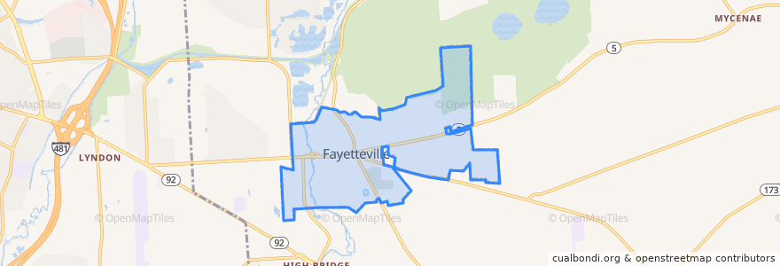 Mapa de ubicacion de Fayetteville.