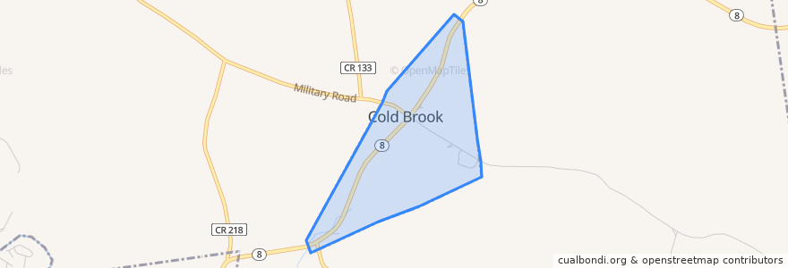 Mapa de ubicacion de Cold Brook.