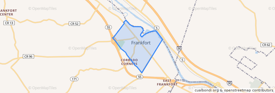 Mapa de ubicacion de Frankfort.