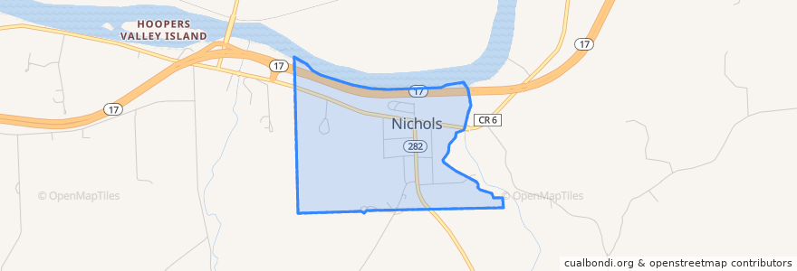 Mapa de ubicacion de Nichols.