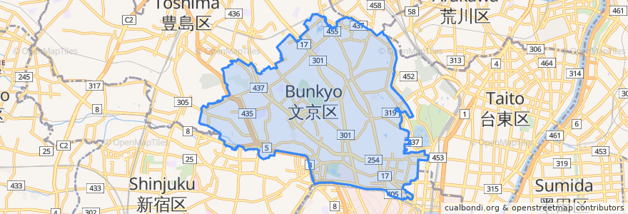 Mapa de ubicacion de 文京區.