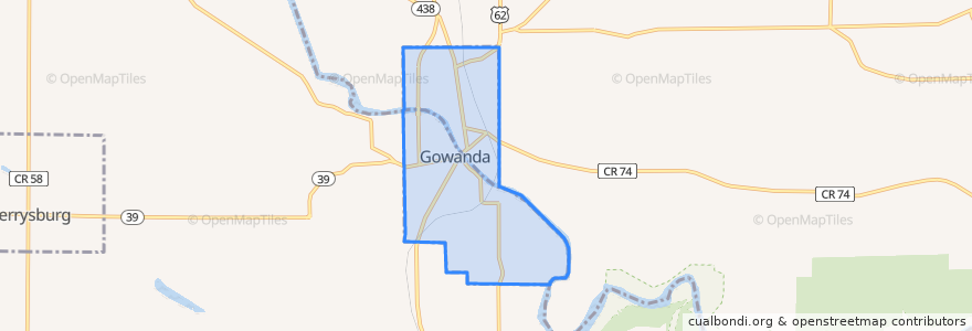 Mapa de ubicacion de Gowanda.