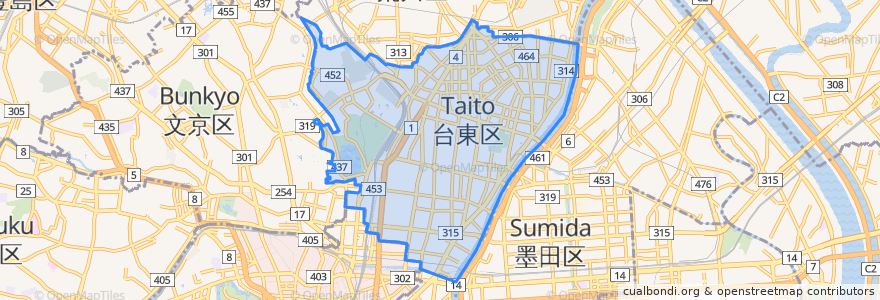 Mapa de ubicacion de 台東区.