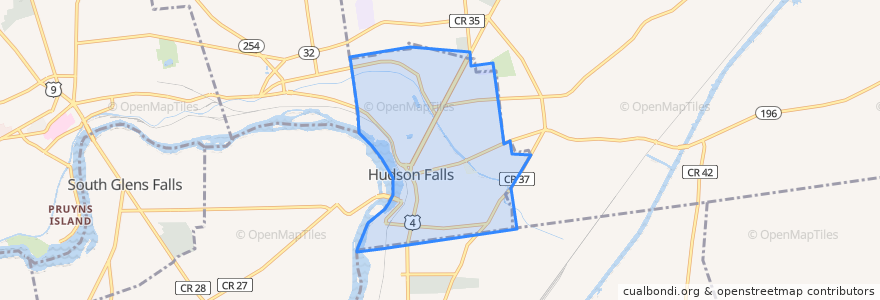 Mapa de ubicacion de Hudson Falls.