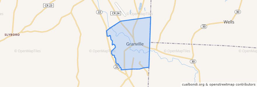 Mapa de ubicacion de Granville.