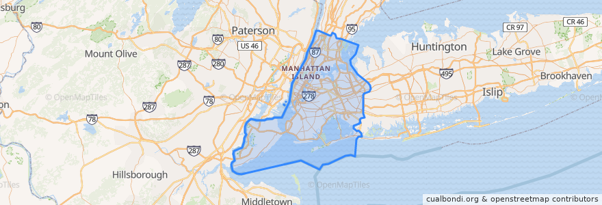 Mapa de ubicacion de New York.