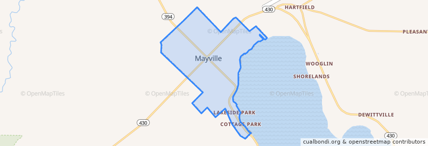 Mapa de ubicacion de Mayville.