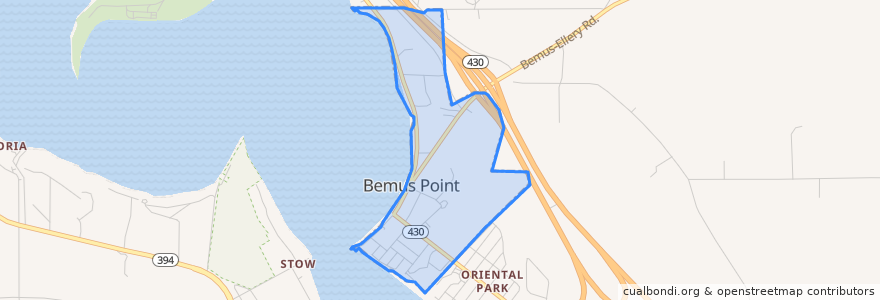 Mapa de ubicacion de Bemus Point.