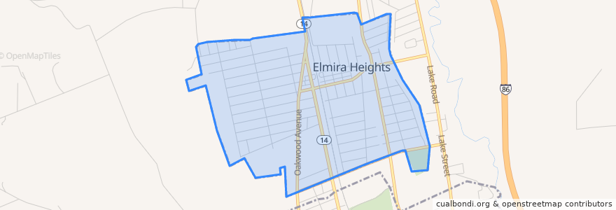 Mapa de ubicacion de Elmira Heights.