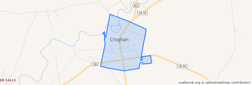 Mapa de ubicacion de Croghan.