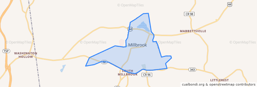 Mapa de ubicacion de Millbrook.